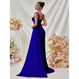 Elegant Spaghetti Strap Backless Gown with Thigh-High Slit - Perfect for Parties & Formal Events, Women's Evening Dress Elegant Spaghetti Strap Backless Gown with Thigh-High Slit - Perfect for Parties & Formal Events, Women's Evening Dress