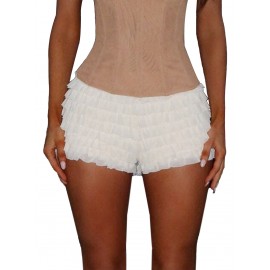 Women Shorts, Summer Elastic Waist Solid Layered Slim Fit Casual Shorts Clubwear
