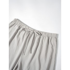 1pc Women'S Casual Polyester Shorts, Solid Color, All-Season, Woven Fabric, with Fake Drawstring Detail 1pc Women'S Casual Polyester Shorts, Solid Color, All-Season, Woven Fabric, with Fake Drawstring Detail