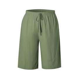 1pc Women'S Casual Polyester Shorts, Solid Color, All-Season, Woven Fabric, with Fake Drawstring Detail 1pc Women'S Casual Polyester Shorts, Solid Color, All-Season, Woven Fabric, with Fake Drawstring Detail