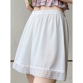 Chic Lace-Trimmed Safety Shorts for Women - Plus Size, Loose Fit, Non-See-Through, Perfect for Layering & Casual Wear Chic Lace-Trimmed Safety Shorts for Women - Plus Size, Loose Fit, Non-See-Through, Perfect for Layering & Casual Wear