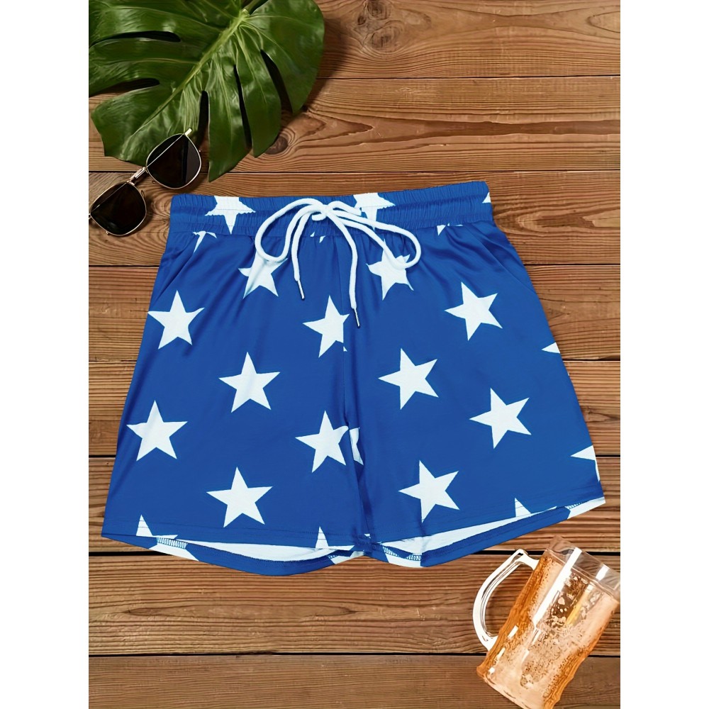Women's Starry Sky Print Drawstring Shorts with Pockets - Casual & Fashionable, Perfect for Spring/Summer Vacations Women's Starry Sky Print Drawstring Shorts with Pockets - Casual & Fashionable, Perfect for Spring/Summer Vacations