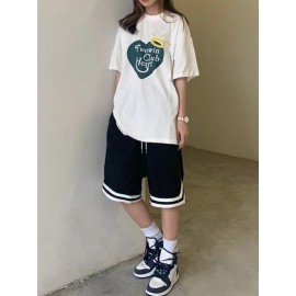 Color Block Drawstring Waist Shorts, Casual Elastic Waist Sporty Shorts, Women's Clothing Color Block Drawstring Waist Shorts, Casual Elastic Waist Sporty Shorts, Women's Clothing