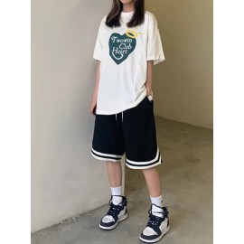 Color Block Drawstring Waist Shorts, Casual Elastic Waist Sporty Shorts, Women's Clothing Color Block Drawstring Waist Shorts, Casual Elastic Waist Sporty Shorts, Women's Clothing