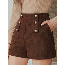 Slant Pocket Elastic Waist Shorts, Casual Loose Shorts For Spring & Summer, Women's Clothing Slant Pocket Elastic Waist Shorts, Casual Loose Shorts For Spring & Summer, Women's Clothing