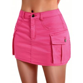 Mini Bodycon Y2K Skirt - Women Denim Skirts - Slim Fit, Button-Front, Flap Pockets, Sexy, Cute, Daily Wear, Versatile, Comfortable, and Chic Mini Bodycon Y2K Skirt - Women Denim Skirts - Slim Fit, Button-Front, Flap Pockets, Sexy, Cute, Daily Wear, Versatile, Comfortable, and Chic