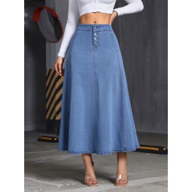 Comfy Stretchy Maxi Denim Skirt - Soft Washed Blue, Single-Breasted, Flattering Fit, Women's Denim Jeans & Clothing, Perfect for Casual Daily Wear, Versatile and Chic Comfy Stretchy Maxi Denim Skirt - Soft Washed Blue, Single-Breasted, Flattering Fit, Women's Denim Jeans & Clothing, Perfect for Casual Daily Wear, Versatile and Chic