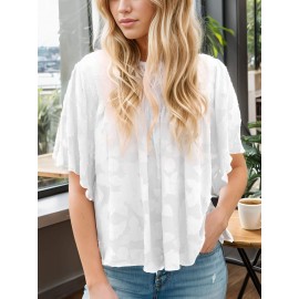 Womens 3/4 Bell Sleeve Blouse Summer Crewneck Lace Tops Floral Shirts Womens 3/4 Bell Sleeve Blouse Summer Crewneck Lace Tops Floral Shirts