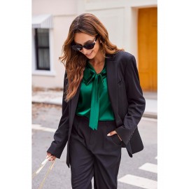 Women's Satin Silk Long Sleeve Blouse with Bow Tie Neck Office Work Wear Elegant Tops Women's Satin Silk Long Sleeve Blouse with Bow Tie Neck Office Work Wear Elegant Tops