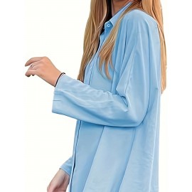 Women's Oversized T-Shirt Button-Up Long Sleeve Shirt V-Neck Loose Flowy Shirt Women's Oversized T-Shirt Button-Up Long Sleeve Shirt V-Neck Loose Flowy Shirt